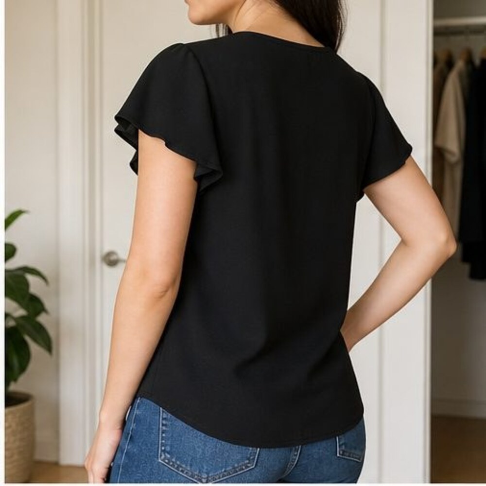 Black Ruffle Blouse - Picture 3 of 6
